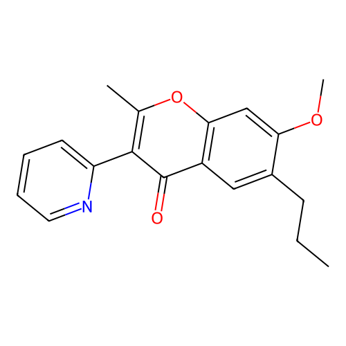 7-methoxy-2-methyl-6-propyl-3-(pyridin-2-yl)-4H-chromen-4-one structure