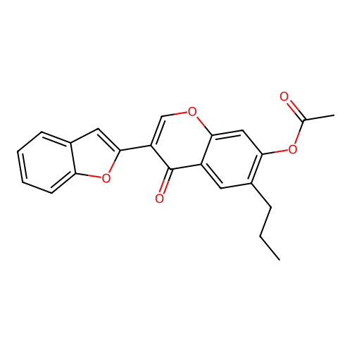 3-(benzofuran-2-yl)-4-oxo-6-propyl-4H-chromen-7-yl acetate structure
