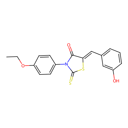 (5Z)-3-(4-ethoxyphenyl)-5-(3-hydroxybenzylidene)-2-thioxo-1,3-thiazolidin-4-one structure
