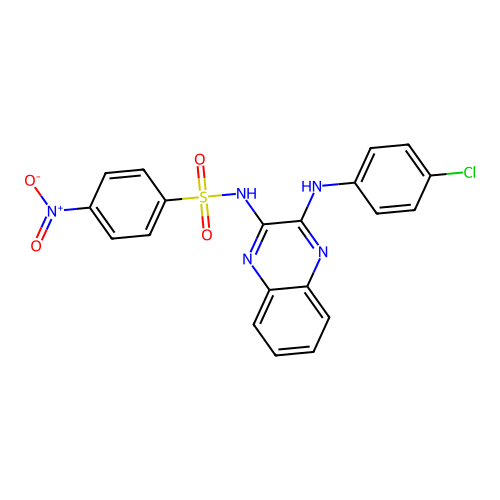 N-(3-((4-chlorophenyl)amino)quinoxalin-2-yl)-4-nitrobenzenesulfonamide structure