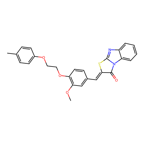 (Z)-2-(3-methoxy-4-(2-(p-tolyloxy)ethoxy)benzylidene)benzo[4,5]imidazo[2,1-b]thiazol-3(2H)-one structure