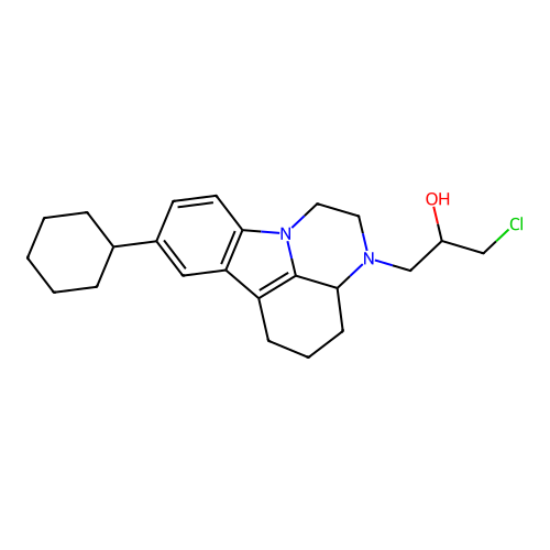 1-chloro-3-(8-cyclohexyl-1,2,3a,4,5,6-hexahydro-3H-pyrazino[3,2,1-jk]carbazol-3-yl)-2-propanol structure