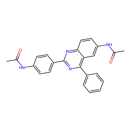 N-{2-[4-(acetylamino)phenyl]-4-phenylquinazolin-6-yl}acetamide structure
