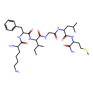 Lysyl-phenylalanyl-isoleucyl-glycyl-leucyl-methioninamide structure