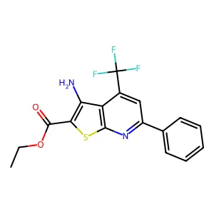Ethyl 3-amino-6-phenyl-4-(trifluoromethyl)thieno[2,3-b]pyridine-2-carboxylate structure