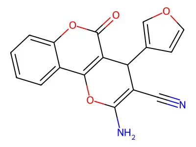 2-amino-4-(furan-3-yl)-5-oxo-4H-pyrano[3,2-c]chromene-3-carbonitrile structure