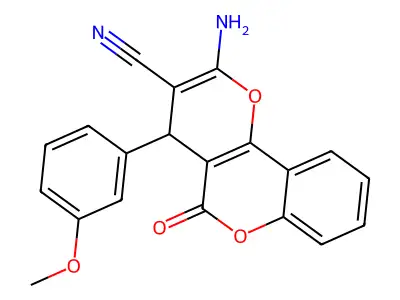 2-amino-4-(3-methoxyphenyl)-5-oxo-4H,5H-pyrano[3,2-c]chromene-3-carbonitrile structure