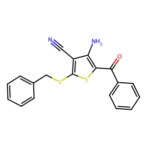4-Amino-5-benzoyl-2-(benzylsulfanyl)-3-thiophenecarbonitrile structure