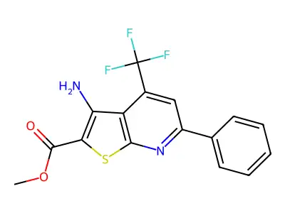 Methyl 3-amino-6-phenyl-4-(trifluoromethyl)thieno(2,3-B)pyridine-2-carboxylate structure