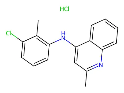 N-(3-chloro-2-methylphenyl)-2-methylquinolin-4-amine hydrochloride structure