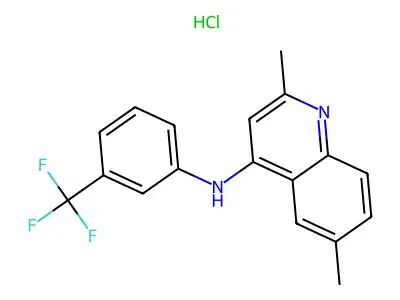 (2,6-Dimethyl(4-quinolyl))[3-(trifluoromethyl)phenyl]amine, chloride structure