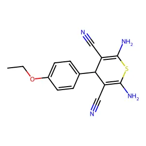 2,6-diamino-4-(4-ethoxyphenyl)-4H-thiopyran-3,5-dicarbonitrile structure