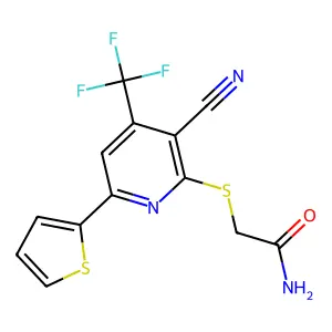2-((3-Cyano-6-(2-thienyl)-4-(trifluoromethyl)-2-pyridinyl)thio)acetamide structure