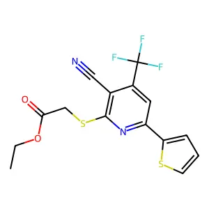 Ethyl ((3-cyano-6-(2-thienyl)-4-(trifluoromethyl)-2-pyridinyl)thio)acetate structure