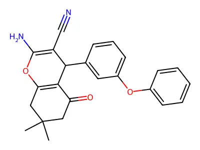 2-amino-7,7-dimethyl-5-oxo-4-(3-phenoxyphenyl)-5,6,7,8-tetrahydro-4H-chromene-3-carbonitrile structure