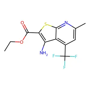 Ethyl 3-amino-6-methyl-4-(trifluoromethyl)thieno[2,3-b]pyridine-2-carboxylate structure