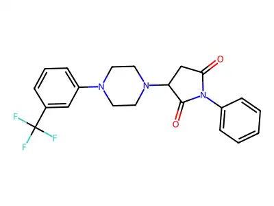 1-Phenyl-3-[4-[3-(trifluoromethyl)phenyl]piperazin-1-yl]pyrrolidine-2,5-dione structure