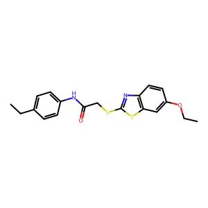 2-[(6-ethoxy-1,3-benzothiazol-2-yl)sulfanyl]-N-(4-ethylphenyl)acetamide structure