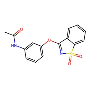N-{3-[(1,1-dioxido-1,2-benzothiazol-3-yl)oxy]phenyl}acetamide structure