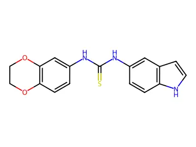 1-(2,3-dihydro-1,4-benzodioxin-6-yl)-3-(1H-indol-5-yl)thiourea structure