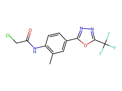 N1-{2-methyl-4-[5-(trifluoromethyl)-1,3,4-oxadiazol-2-yl]phenyl}-2-chloroacetamide structure