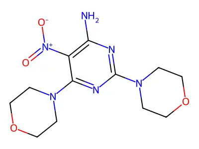 2,6-Dimorpholin-4-yl-5-nitropyrimidin-4-amine structure