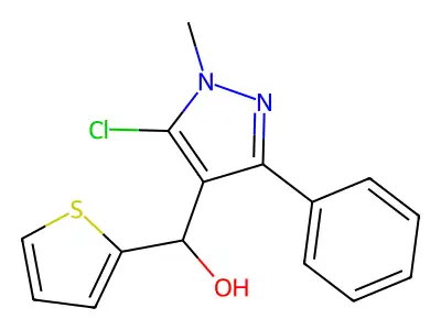 (5-chloro-1-methyl-3-phenyl-1H-pyrazol-4-yl)(2-thienyl)methanol structure