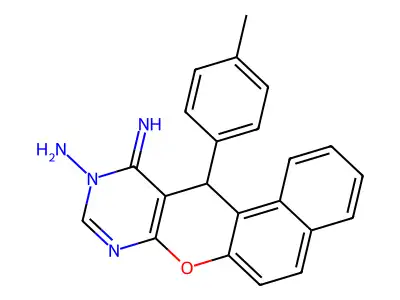 4-imino-5-(4-methylphenyl)-4,5-dihydro-3H-12-oxa-1,3-diazatetraphen-3-amine structure