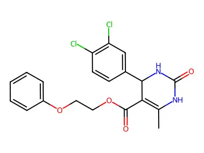 2-phenoxyethyl 4-(3,4-dichlorophenyl)-6-methyl-2-oxo-1,2,3,4-tetrahydropyrimidine-5-carboxylate structure