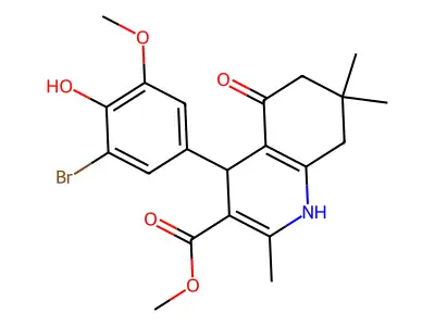 methyl 4-(3-bromo-4-hydroxy-5-methoxyphenyl)-2,7,7-trimethyl-5-oxo-1,4,5,6,7,8-hexahydroquinoline-3-carboxylate structure