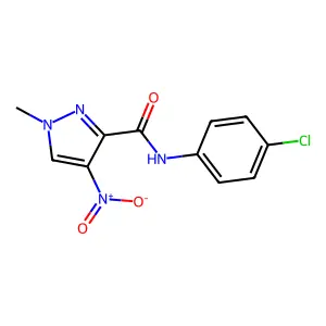N-(4-chlorophenyl)-1-methyl-4-nitro-1H-pyrazole-3-carboxamide structure
