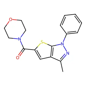 3-Methyl-5-(4-morpholinylcarbonyl)-1-phenyl-1H-thieno[2,3-c]pyrazole structure