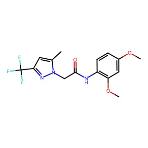 N-(2,4-dimethoxyphenyl)-2-[5-methyl-3-(trifluoromethyl)pyrazol-1-yl]acetamide structure