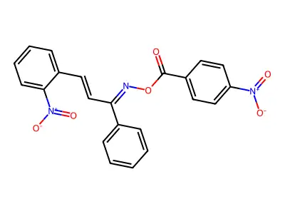 3-{2-nitrophenyl}-1-phenyl-2-propen-1-one O-{4-nitrobenzoyl}oxime structure