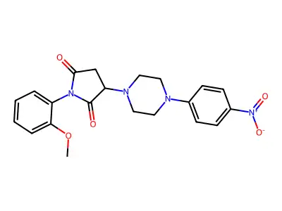 1-(2-Methoxyphenyl)-3-[4-(4-nitrophenyl)piperazin-1-yl]pyrrolidine-2,5-dione structure