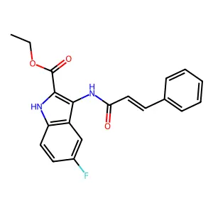 ethyl 5-fluoro-3-[[(E)-3-phenylprop-2-enoyl]amino]-1H-indole-2-carboxylate structure
