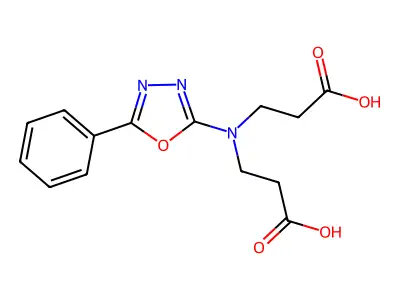 N-(2-Carboxyethyl)-N-(5-phenyl-1,3,4-oxadiazol-2-yl)-beta-alanine structure