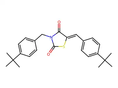 3-[(4-tert-butylphenyl)methyl]-5-[(4-tert-butylphenyl)methylidene]-1,3-thiazolidine-2,4-dione structure