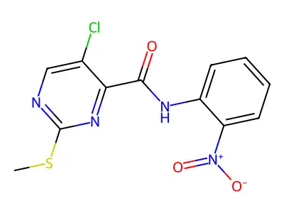 5-chloro-2-(methylsulfanyl)-N-(2-nitrophenyl)pyrimidine-4-carboxamide structure