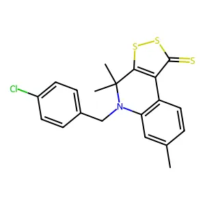 5-[(4-Chlorophenyl)methyl]-4,4,7-trimethyldithiolo[3,4-c]quinoline-1-thione structure