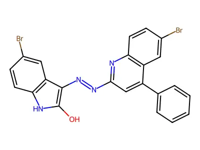 5-bromo-1H-indole-2,3-dione 3-[(6-bromo-4-phenyl-2-quinolinyl)hydrazone] structure