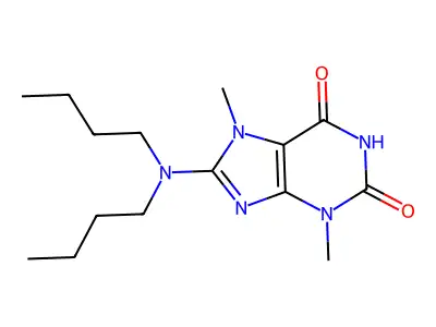 8-(dibutylamino)-3,7-dimethyl-1H-purine-2,6(3H,7H)-dione structure