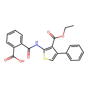 2-((3-(Ethoxycarbonyl)-4-phenylthiophen-2-yl)carbamoyl)benzoic acid structure