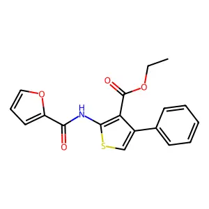 2-[(Furan-2-carbonyl)-amino]-4-phenyl-thiophene-3-carboxylic acid ethyl ester structure