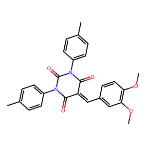 5-[(3,4-dimethoxyphenyl)methylidene]-1,3-bis(4-methylphenyl)-1,3-diazinane-2,4,6-trione structure