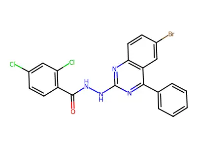 N'-(6-bromo-4-phenylquinazolin-2-yl)-2,4-dichlorobenzohydrazide structure