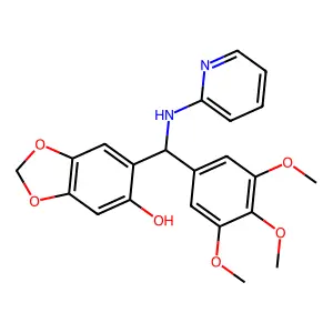 6-[(Pyridin-2-ylamino)-(3,4,5-trimethoxyphenyl)methyl]-1,3-benzodioxol-5-ol structure