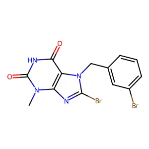 8-bromo-7-(3-bromobenzyl)-3-methyl-1H-purine-2,6(3H,7H)-dione structure