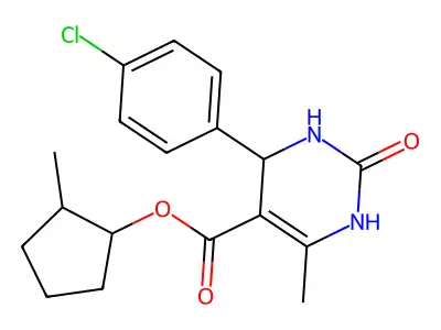 2-methylcyclopentyl 4-(4-chlorophenyl)-6-methyl-2-oxo-1,2,3,4-tetrahydropyrimidine-5-carboxylate structure
