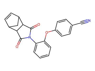 4-[2-(1,3-dioxo-1,3,3a,4,7,7a-hexahydro-2H-4,7-methanoisoindol-2-yl)phenoxy]benzonitrile structure